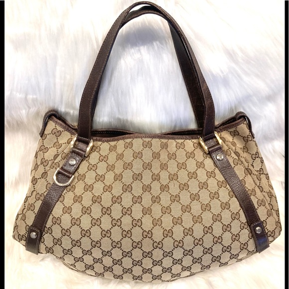 GREAT CONDITION! Authentic Gucci Abbey GG Monogram Shoulder Bag Tote  #4.1v - Picture 3 of 16